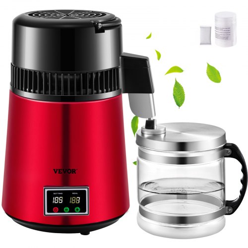 VEVOR Home Water Distiller Distilled Water Maker 4L with Dual Temp Display Red