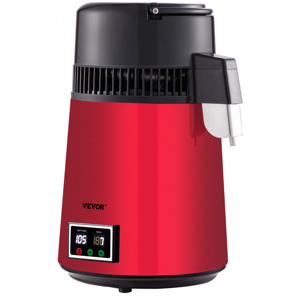 VEVOR Home Water Distiller Distilled Water Maker 4L with Dual Temp Display Red