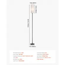 VEVOR Floor Lamp Stepless Dimmable Colors Living Room Lamp with Remote Control