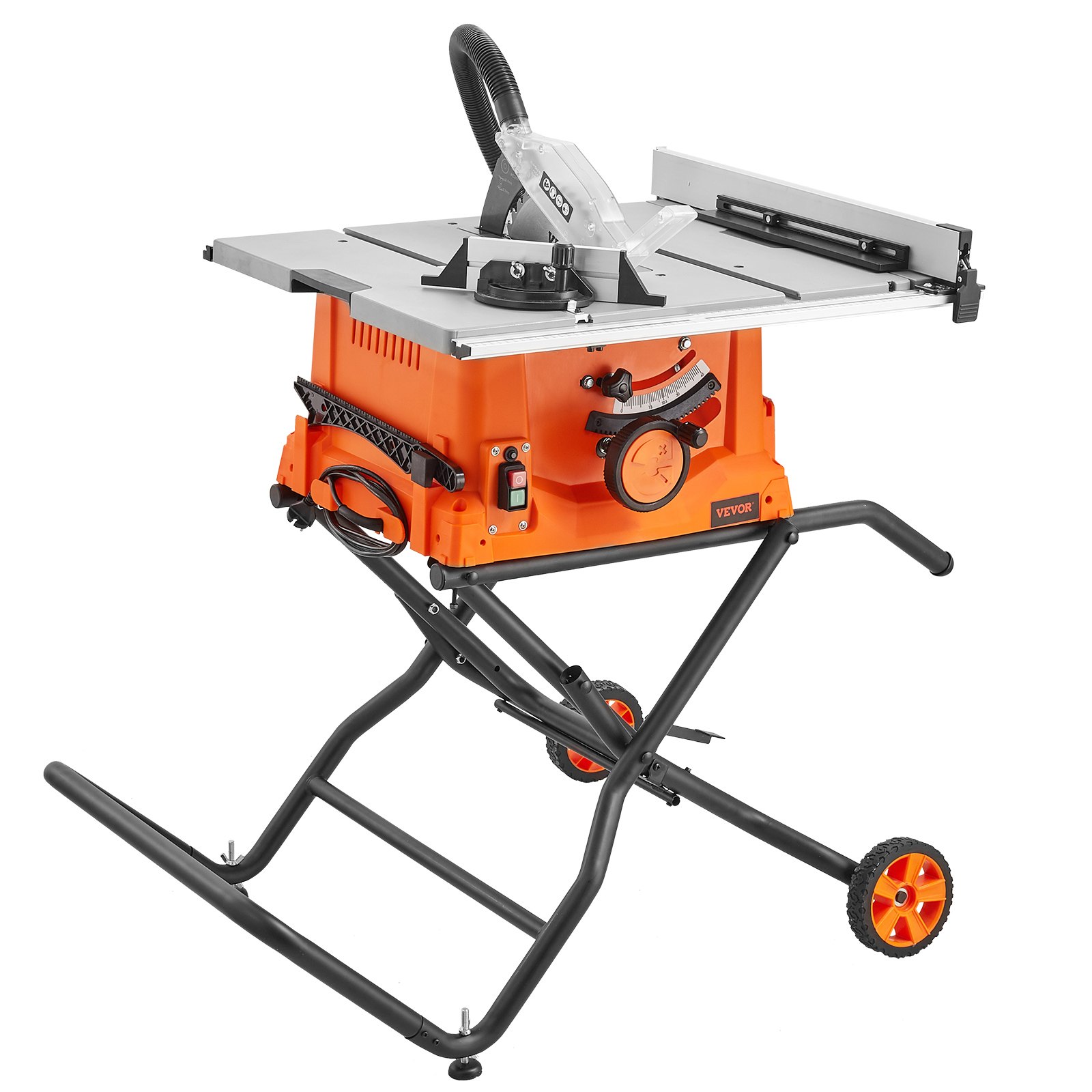 VEVOR 25.4 cm Table Saw w/ Stand Electric Cutting Machine 4800RPM 63.5 cm Rip Capacity