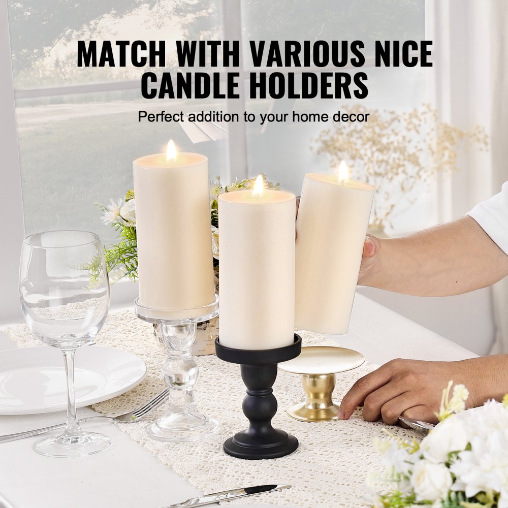VEVOR 3 Pack White Unscented Pillar Candles, 65 Hours Long Burning Pillar Candle, 3 x 6 Inch Smokeless Unscented Candles, Natural Palm Wax Candles for Home, Weddings, Christmas, White