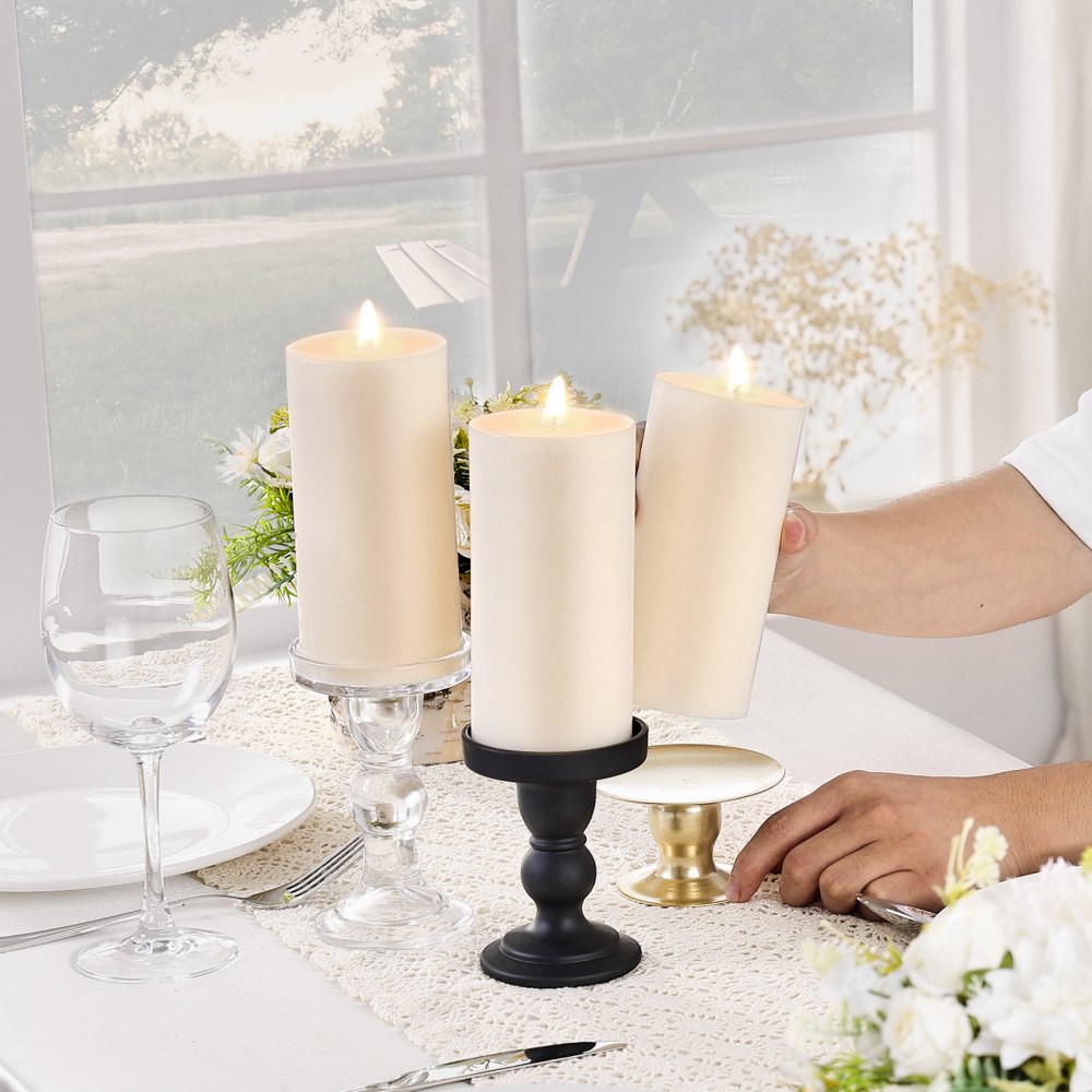 VEVOR 3 Pack White Unscented Pillar Candles, 65 Hours Long Burning Pillar Candle, 3 x 6 Inch Smokeless Unscented Candles, Natural Palm Wax Candles for Home, Weddings, Christmas, White