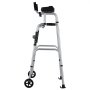 VEVOR folding walker with armrests, lightweight aluminum frame, and dual wheels for mobility assistance.