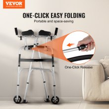 VEVOR 2 in 1 Folding Walker with Armrest Pads & 5" Solid Wheel Height Adjustable