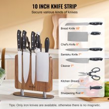 Magnetický blok na nože VEVOR, 10palcový domácí kuchyňský držák na nože, oboustranný magnetický stojan na nože, multifunkční úložný stojan na nože z akátového dřeva, organizér na příbory na nože, náčiní, nářadí