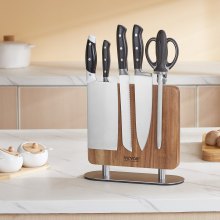 VEVOR Magnetic Knife Block, 10 inch Home Kitchen Knife Holder, Double Sided Magnetic Knife Stand, Multifunctional Storage Acacia Wood Knives Rack, Cutlery Display Organizer for Knives, Utensils, Tools