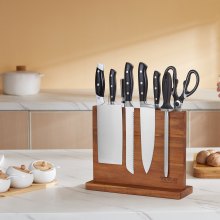 VEVOR Magnetic Knife Block, 12 ιντσών θήκη για μαχαίρια κουζίνας σπιτιού, Μαγνητική βάση μαχαιριών διπλής όψης, ράφι μαχαιριών από ξύλο ακακίας αποθήκευσης πολλαπλών λειτουργιών, οργάνωση οθόνης μαχαιροπήρουνων για μαχαίρια, σκεύη, εργαλεία