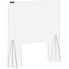 VEVOR Acrylic Shield for Counter, 24"x24" Acrylic Screen for Counter, 0.2" Thick Acrylic Board Acrylic Shield for Desk with Transaction Window, Desk Shield for Cashier Counters, Banks, Restaurants