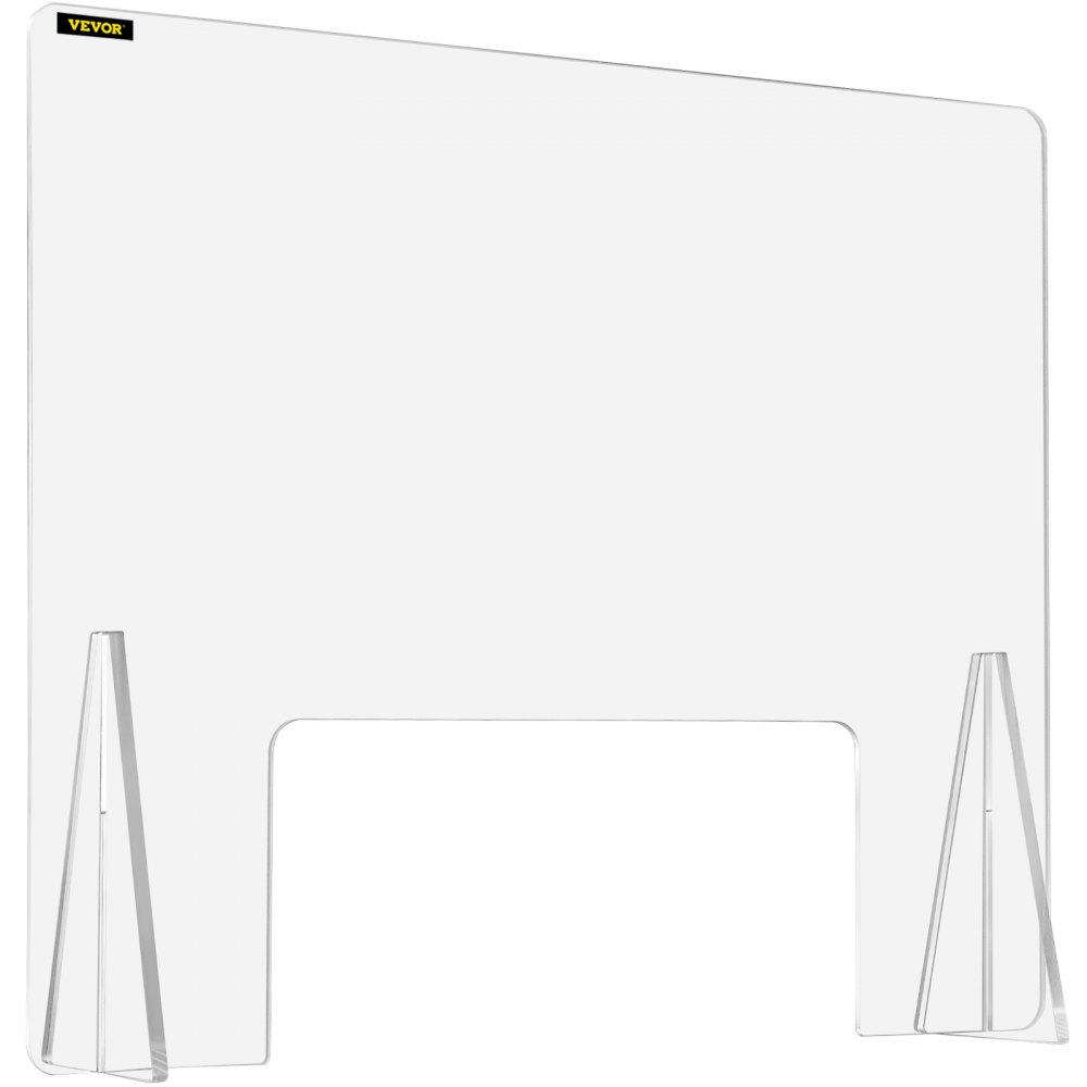 VEVOR Sneeze Guard for Counter 24"x30" Acrylic Shield for Desk 0.2" Thick Acrylic Board Acrylic Shield for Counter w/ Transaction Window Acrylic Sneeze Guard for Cashier Counters, Banks, Restaurants