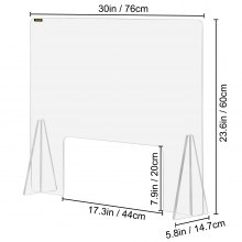 VEVOR Sneeze Guard for Counter 24"x33.5" Acrylic Shield for Desk 0.2" Thick Acrylic Board Acrylic Shield for Counter w/ Transaction Window Acrylic Sneeze Guard for Cashier Counters, Banks, Restaurants