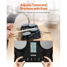 Batería eléctrica tipo tableta con 4 pads y 163 sonidos, conector para auriculares y altavoces estéreo