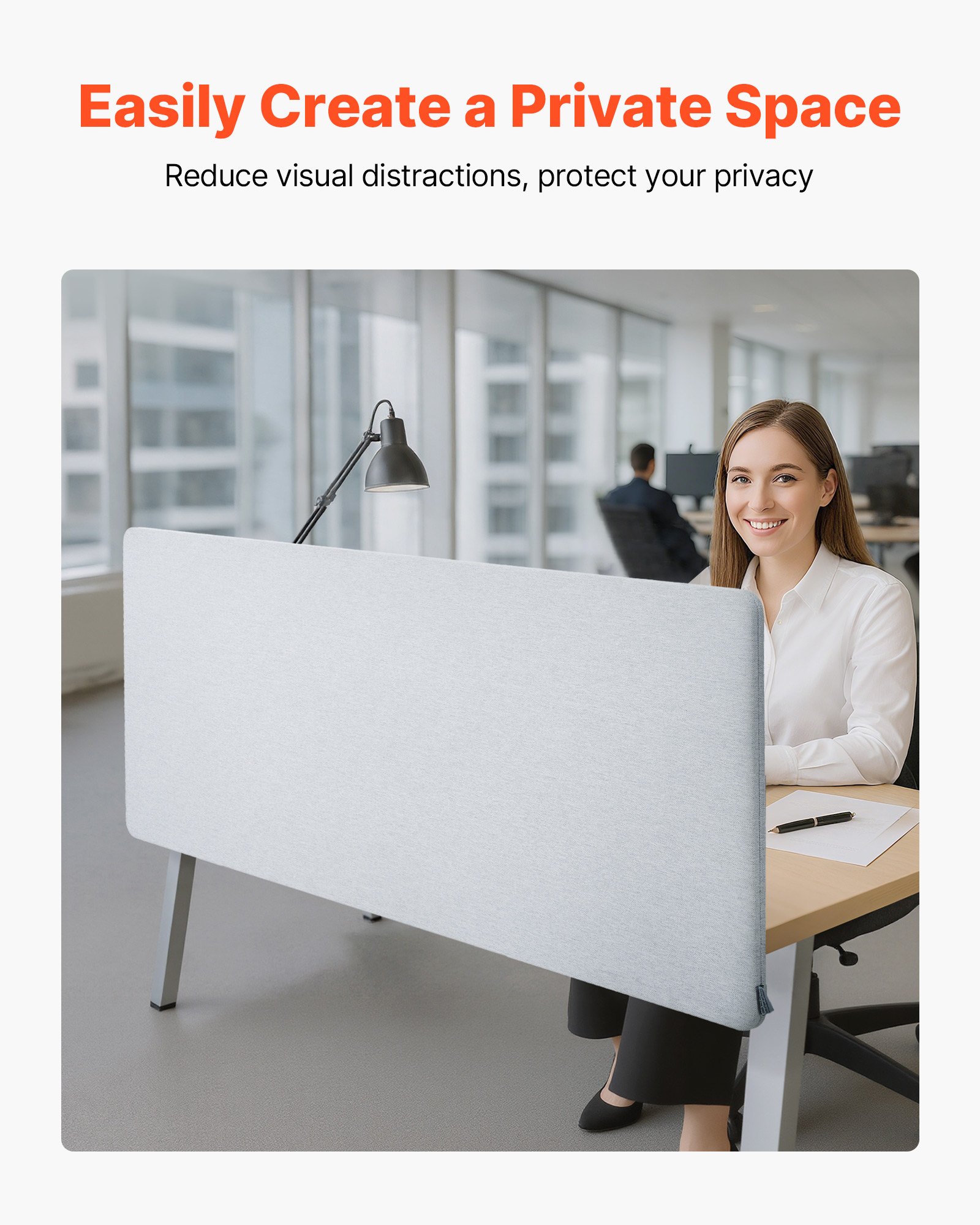 VEVOR Desk Divider Privacy Panel, 1524 x 610 mm Clamp-on Office Desk Partition, PET Cubicle Partition Panel, Workstation Privacy Divider with 2 C-Type Clamps for Office, Sturdy Room, Library