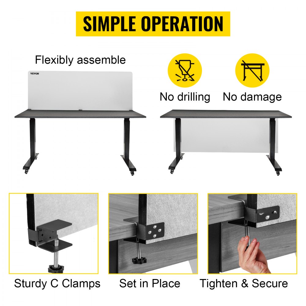 Vevor Desk Privacy Panel Desk Panel Divider 60" Desk Divider Noise Reduction