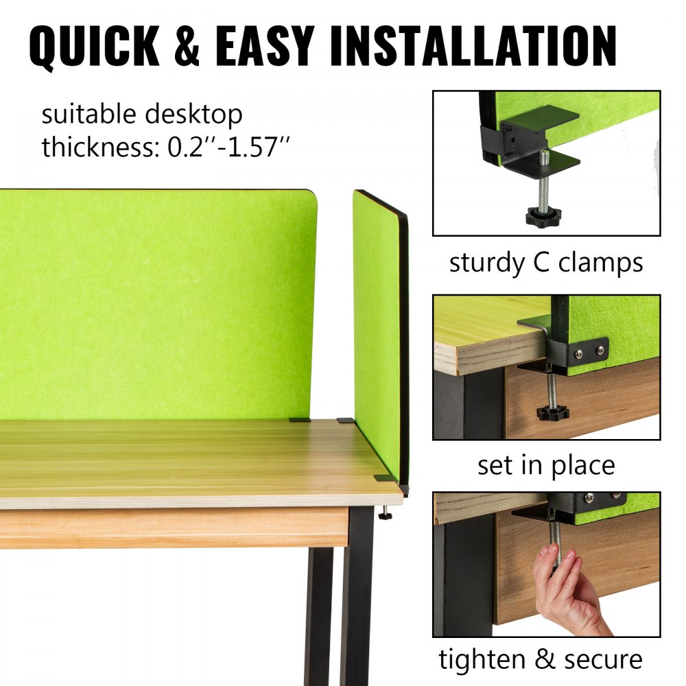 Vevor Desk Divider Desk Privacy Panel 48'' 3 Panels Privacy Acoustic Panel Green