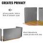 Vevor Desk Divider Desk Privacy Panel 48'' 3 Panels Desktop Partition Light Gray