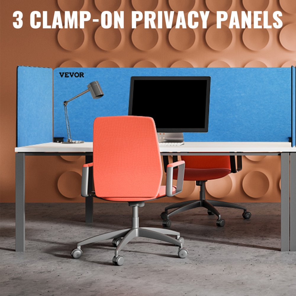 Vevor Desk Divider Desk Privacy Panel 48'' 3 Panels Desktop Partition Steel Blue