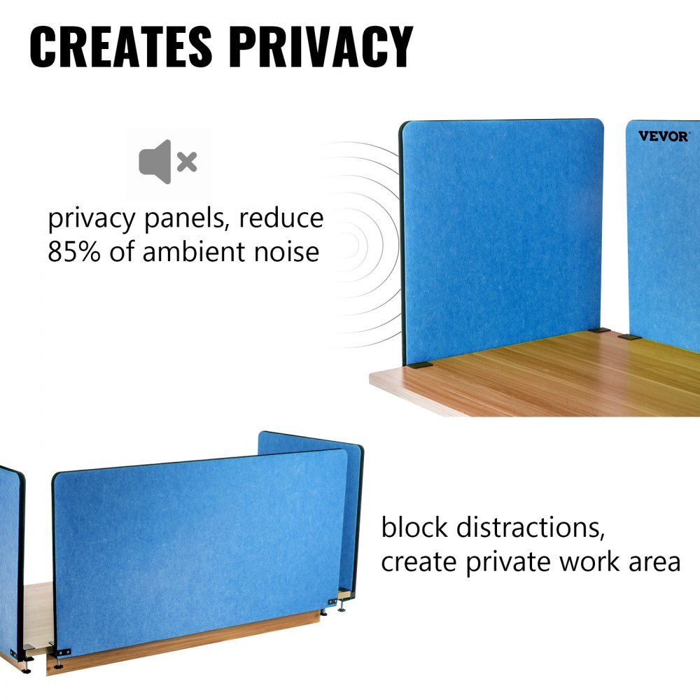 Vevor Desk Divider Desk Privacy Panel 48'' 3 Panels Desktop Partition Steel Blue