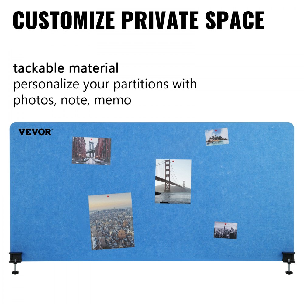 Vevor Desk Divider Desk Privacy Panel 48'' 3 Panels Desktop Partition Steel Blue
