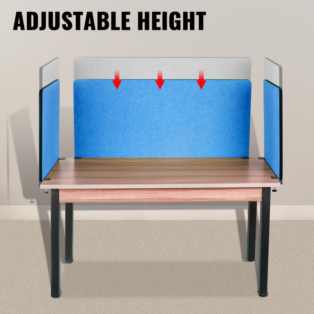 Vevor Desk Divider Desk Privacy Panel 48'' 3 Panels Desktop Partition Steel Blue