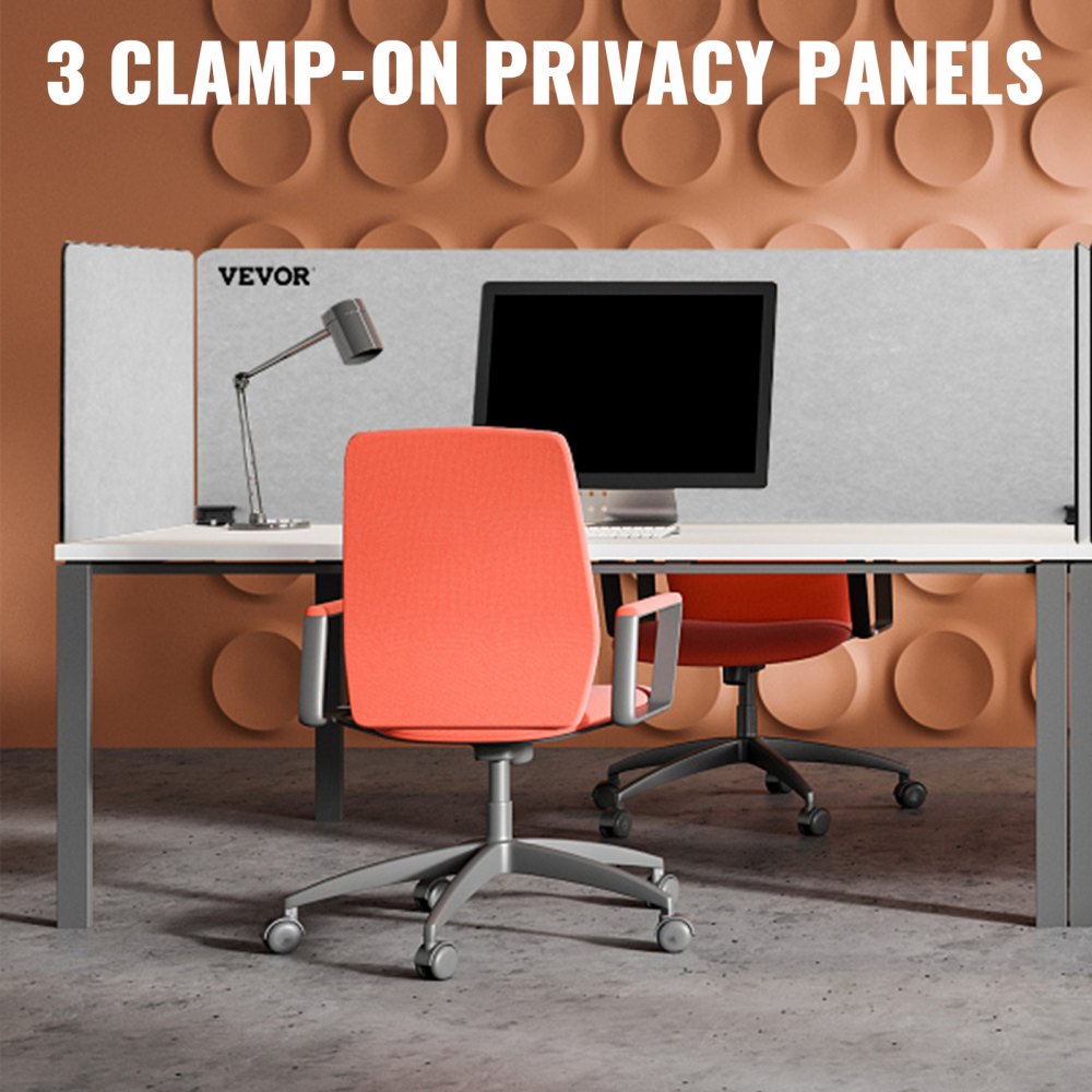 Vevor Desk Divider Desk Privacy Panel 48’’3 Panels Desktop Partition Cool Gray