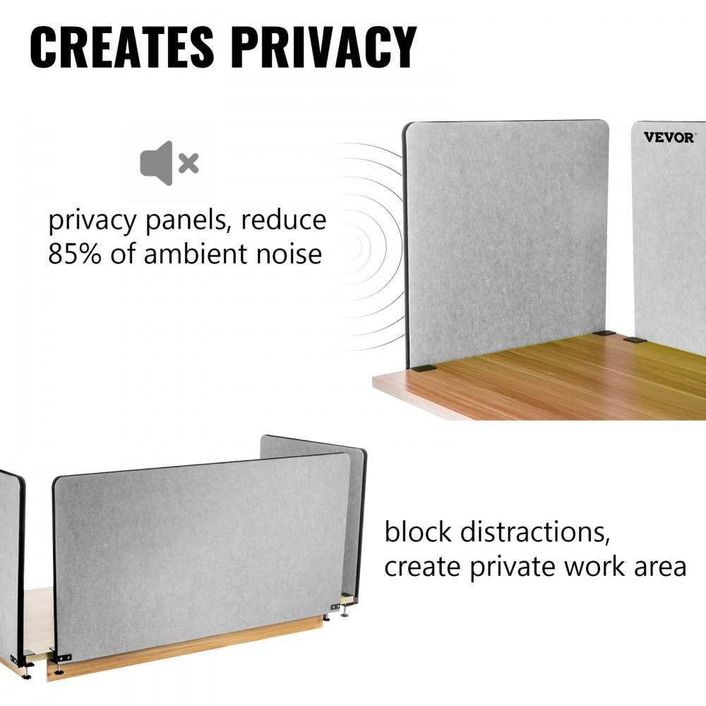 Vevor Desk Divider Desk Privacy Panel 48’’3 Panels Desktop Partition Cool Gray