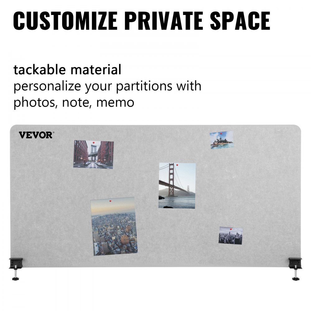 Vevor Desk Divider Desk Privacy Panel 48’’3 Panels Desktop Partition Cool Gray