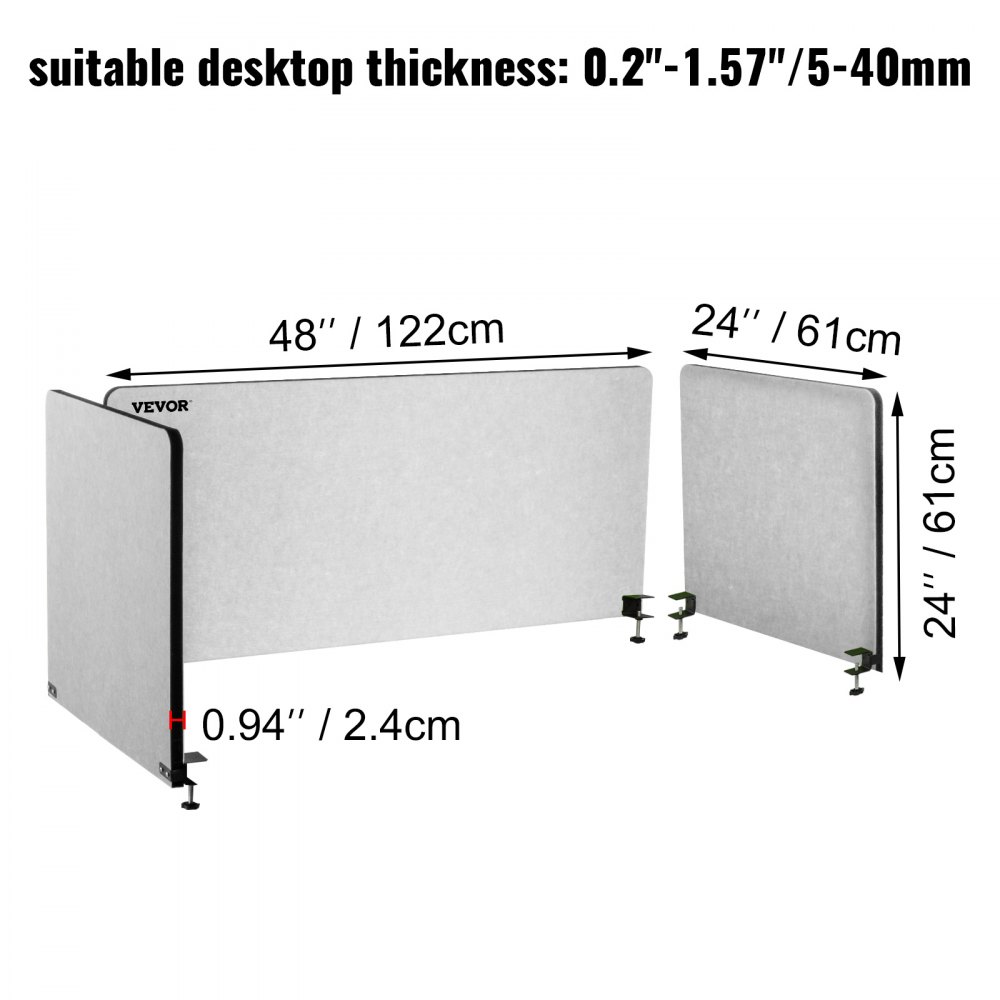 Vevor Desk Divider Desk Privacy Panel 48’’3 Panels Desktop Partition Cool Gray