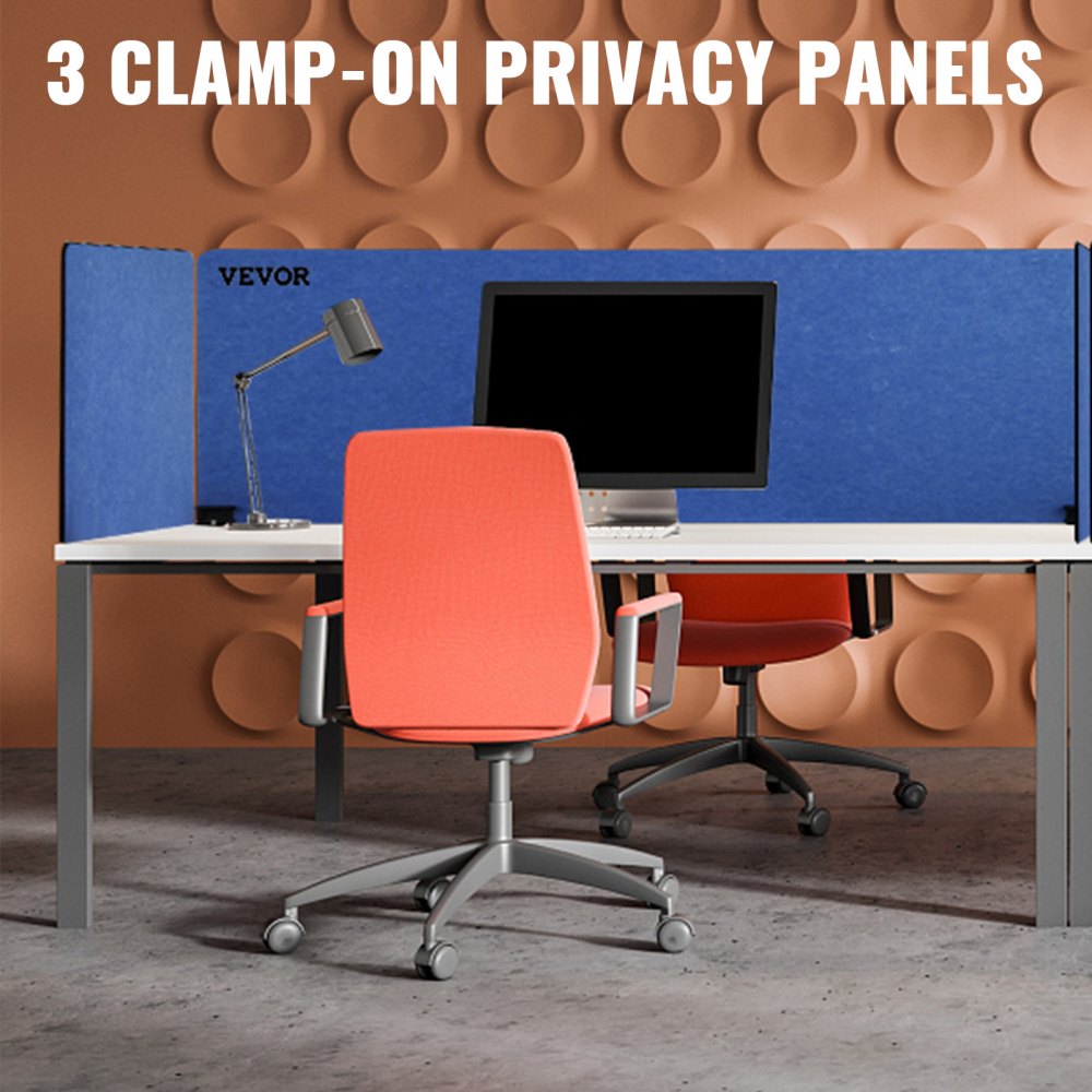 Vevor Desk Divider Desk Panel de privacidad 48'' 3 Paneles Partición de escritorio Azul marino