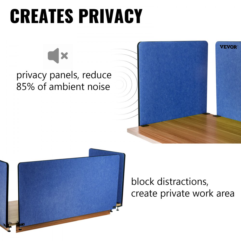 Vevor Desk Divider Desk Panel de privacidad 48'' 3 Paneles Partición de escritorio Azul marino