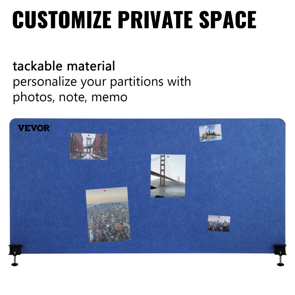 Vevor Desk Divider Desk Panel de privacidad 48'' 3 Paneles Partición de escritorio Azul marino
