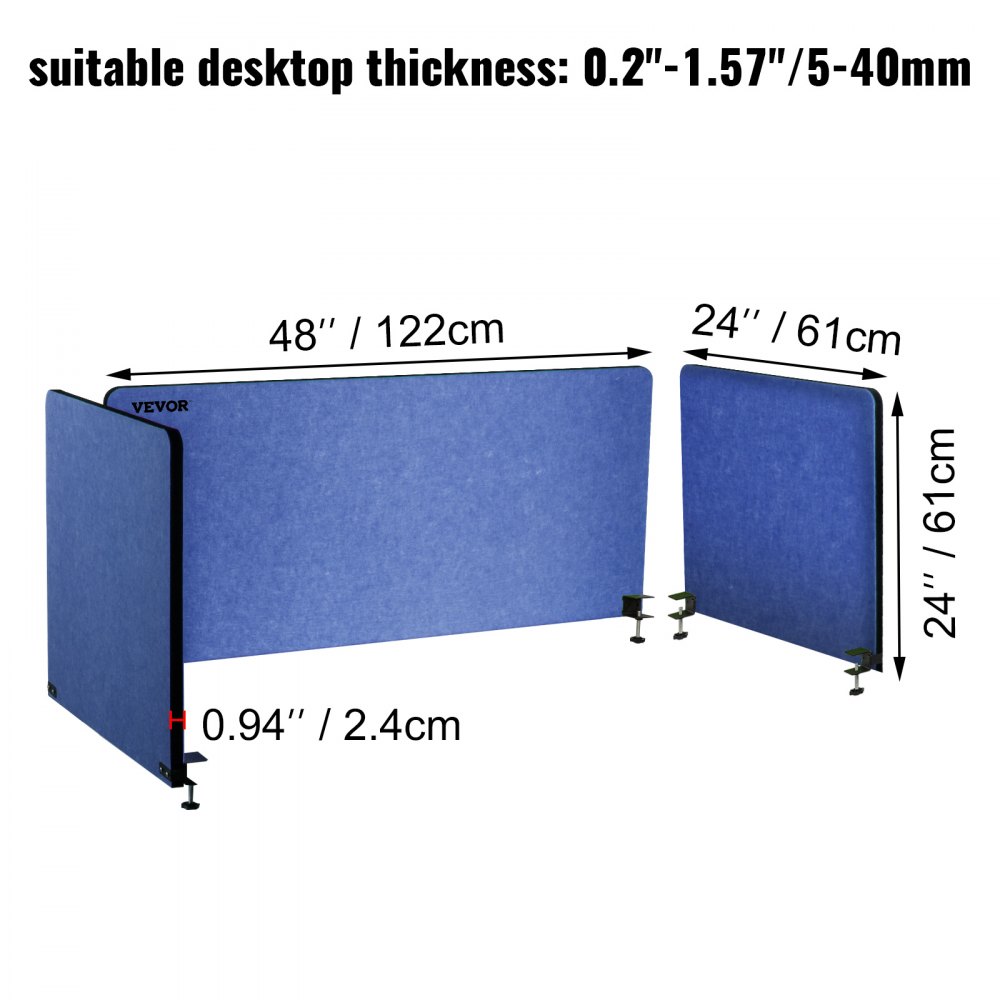 Vevor Desk Divider Desk Panel de privacidad 48'' 3 Paneles Partición de escritorio Azul marino