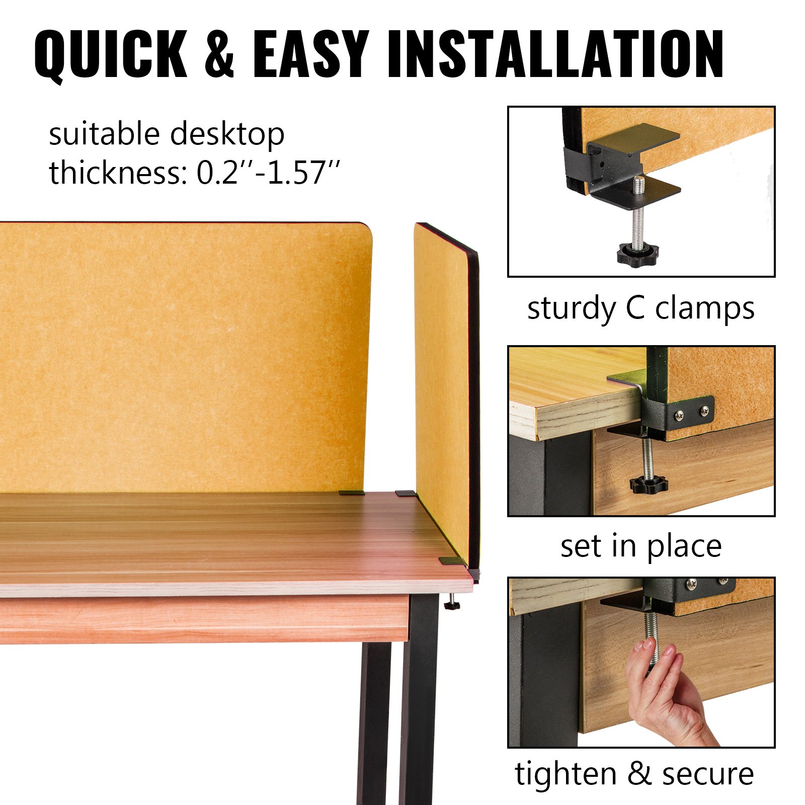 VEVOR Desk Divider 48'' Desk Shield Office Desktop Partition Privacy Screen