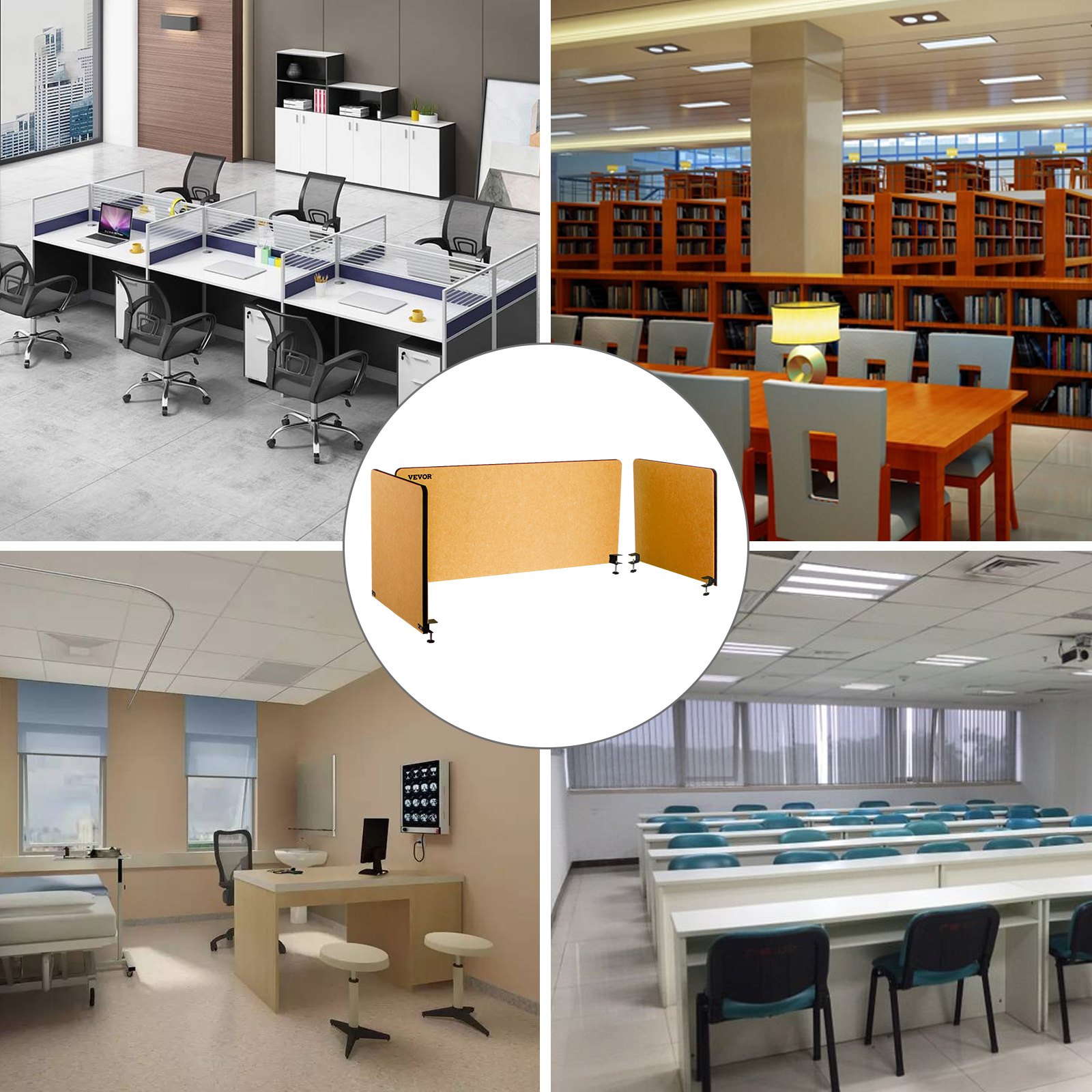 VEVOR Desk Divider 48'' Desk Shield Office Desktop Partition Privacy Screen