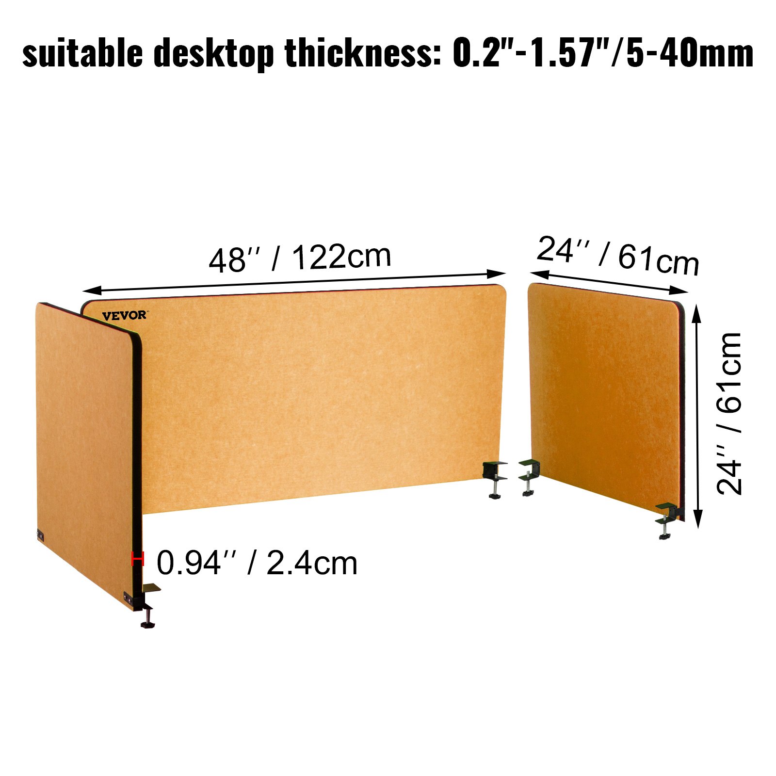 VEVOR Desk Divider 48'' Desk Shield Office Desktop Partition Privacy Screen