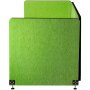 green VEVOR desk divider with round corners, mounted on a black frame.
