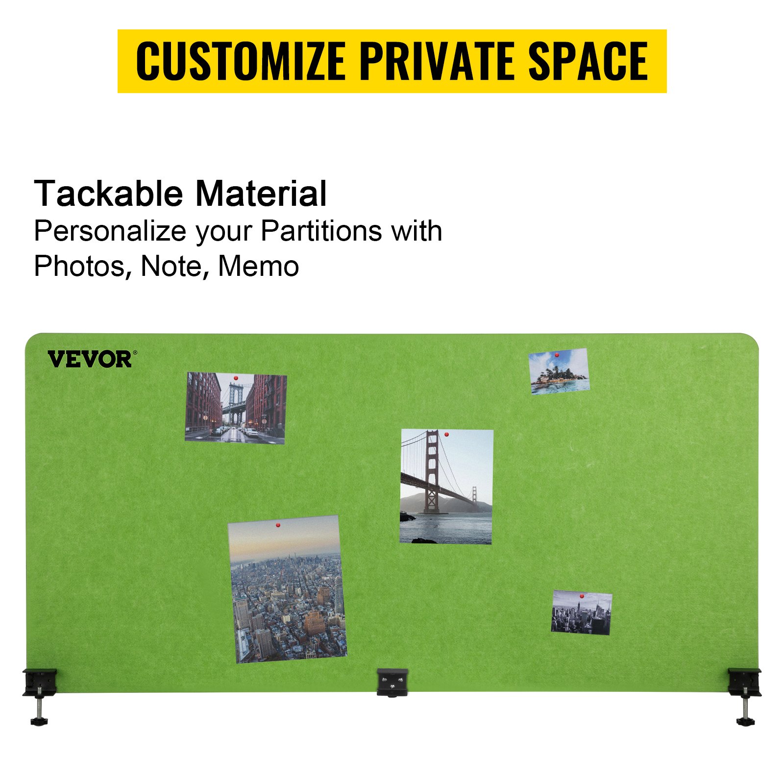 VEVOR desk divider with tackable material for photos, notes, and memos.