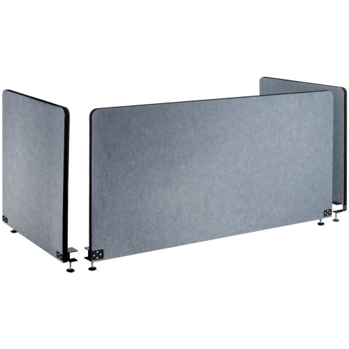 VEVOR Desk Divider 60'' Desk Privacy Panel, 3 Panels Privacy Acoustic Panel, Sound Absorbing Acoustic Privacy Panel, Reduce Noise and Visual Distractions, Lightweight Clamp-on Divider Light Gray