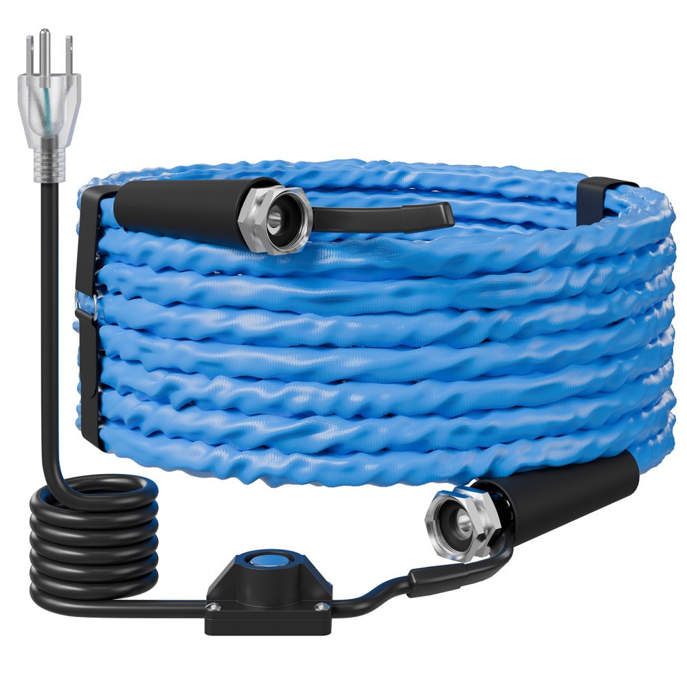 VEVOR 50FT Heated Water Hose for RV Antifreeze to -45°F Drinking Water Hose, 5/8" ID, Corrugated Surface, Built-in Thermostat, Freeze & Leak-Proof, Lead and BPA Free, Fast Heating for RV Camping