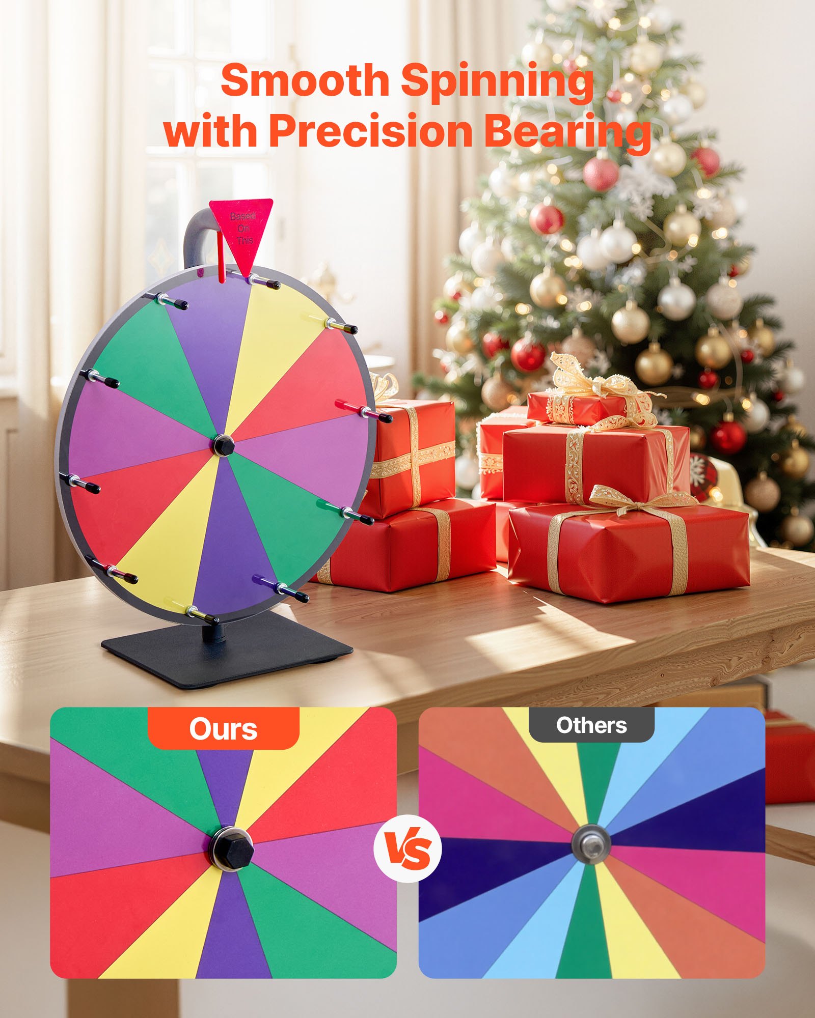 VEVOR 305 mm Spinning Prize Wheel, 10 Slots Spinning Wheel with Stand, Tabletop Win Fortune Roulette with a Dry Erase and 2 Markers, 5 Colors, Easy Assembly, for Party Pub Trade Show Carnival Events