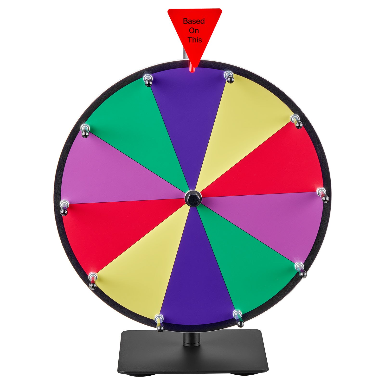 VEVOR 305 mm Spinning Prize Wheel, 10 Slots Spinning Wheel with Stand, Tabletop Win Fortune Roulette with a Dry Erase and 2 Markers, 5 Colors, Easy Assembly, for Party Pub Trade Show Carnival Events