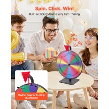 VEVOR 305 mm Spinning Prize Wheel, 14 Slots Spinning Wheel with Stand, Tabletop Win Fortune Roulette with a Dry Erase and 2 Markers, 6 Colors, Easy Assembly, for Party Pub Trade Show Carnival Events