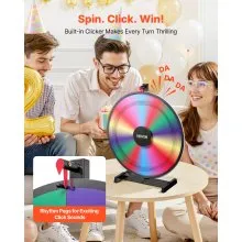 VEVOR 24 in Spinning Prize Wheel, 14 Slots Spinning Wheel with Stand, Tabletop Win Fortune Roulette with a Dry Erase and 2 Markers, 6 Colors, Easy Assembly, for Party Pub Trade Show Carnival Events