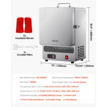 Tabletop Kiln Melter 1500W Electric Kiln 2192℉ Max Temperature Melting Furnace
