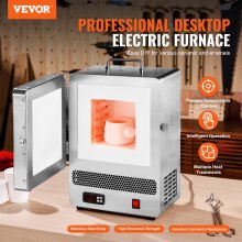 VEVOR Electric Kiln, 1500W Electric Melting Furnace, Max Temperature 2192℉/1200℃, Stainless Steel Electric Furnace for Wax Casting, Metal Clay DIY, Metal Tempering , Glazing on Pottery