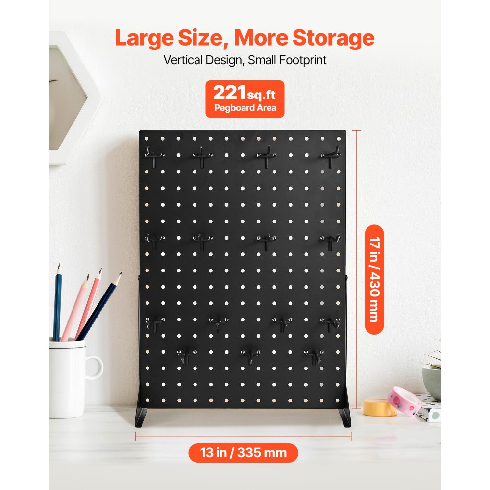 VEVOR Pegboard Display Stand with 15 Hooks Pegboard Panels Display Black (1 PCS)