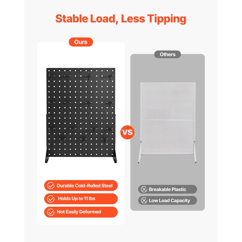 VEVOR Pegboard Display Stand with 15 Hooks Pegboard Panels Display Black (1 PCS)