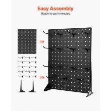 Pegboard Display Stand with 15 Hooks Pegboard Panels Display Black (1 PCS)