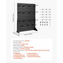 Pegboard Display Stand with 15 Hooks Pegboard Panels Display Black (1 PCS)