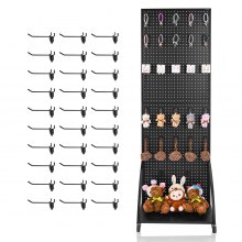 Pegboard Display Stand with 15 Hooks Pegboard Panels Display Black (1 PCS)