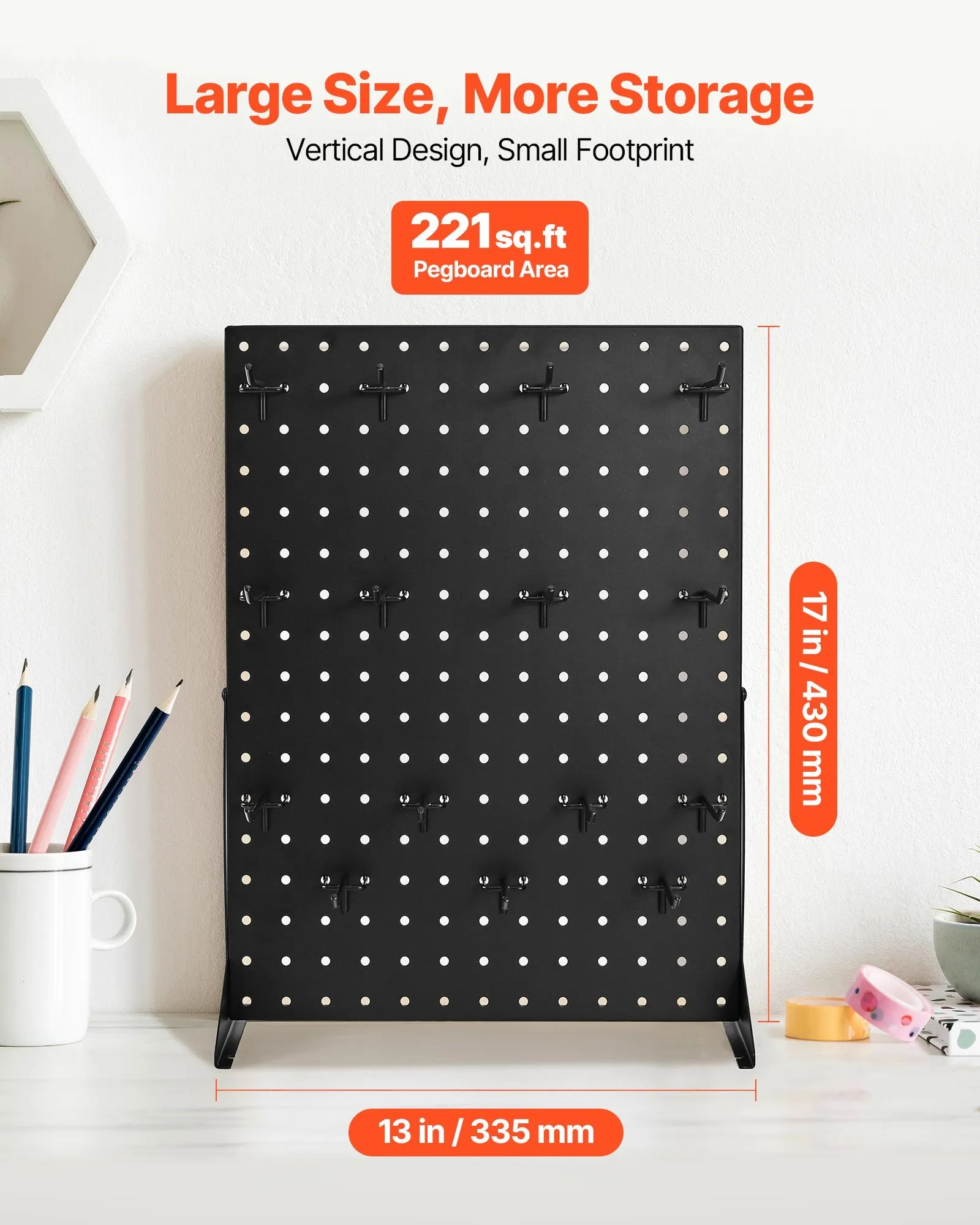 VEVOR Pegboard Display Stand with 15 Hooks Pegboard Panels Display Black (1 PCS)